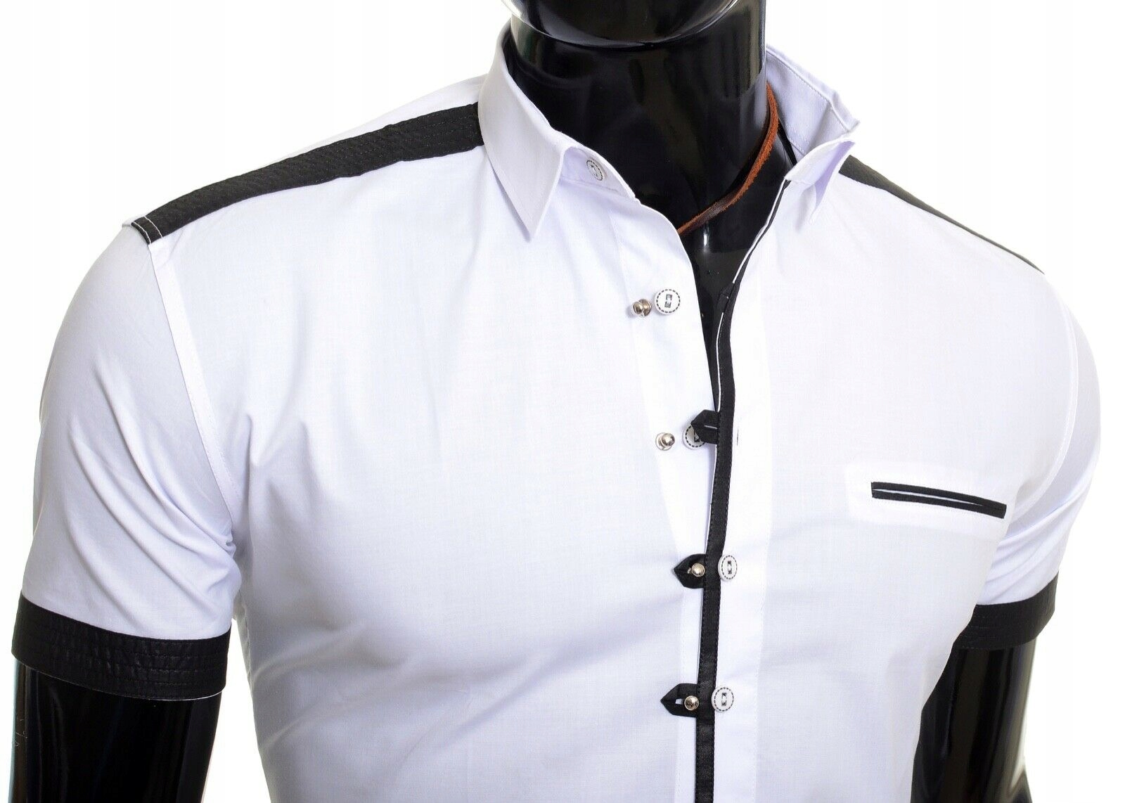 Koszula Męska Bawełniana Elegancka Kontrast Rozmiar S