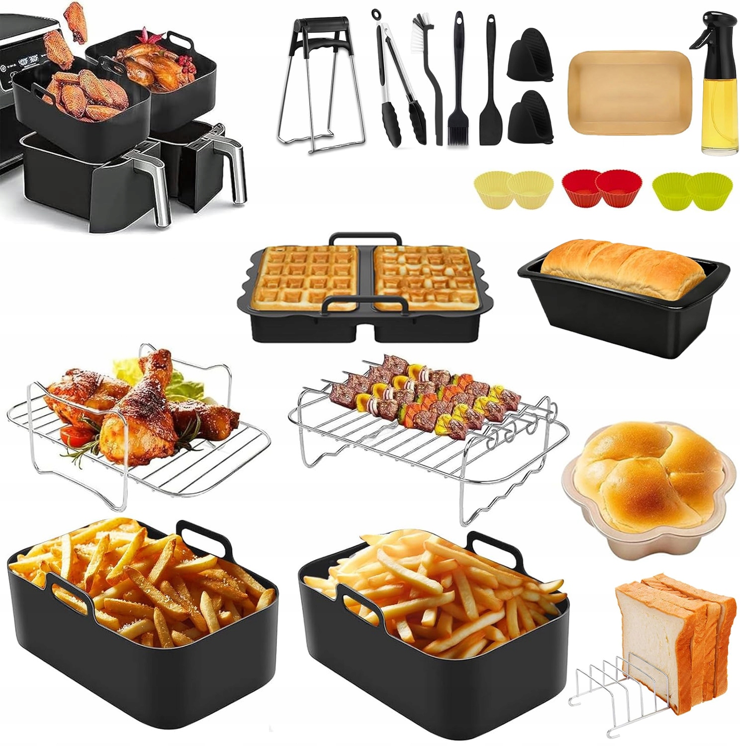 Sada 28 Příslušenství Pro Fritézu Air Fryer Ninja Dual Zone Ocel Silikon