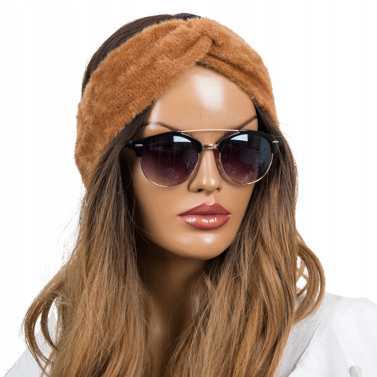 Piękna OPASKA damska z ALPAKI CIEPŁA STYLOWA WĘZEŁ