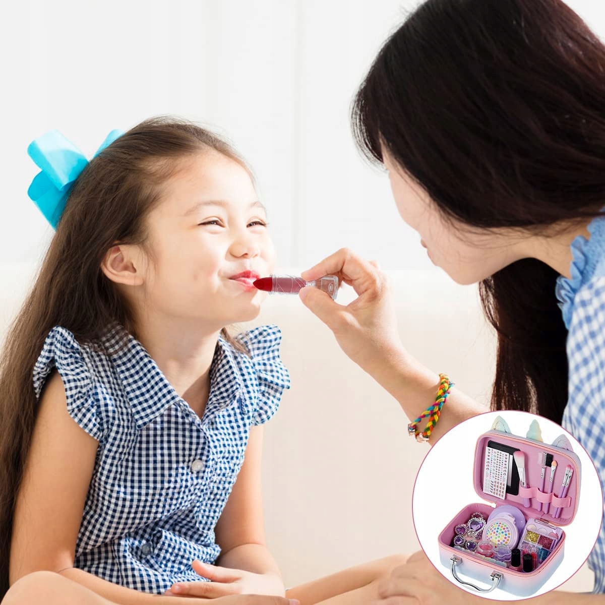 ZESTAW DO MALOWANIA MAKIJAŻU DLA DZIECI KOSMETYKI makeup TOREBKA JEDNOROŻEC Wiek dziecka 8 lat +