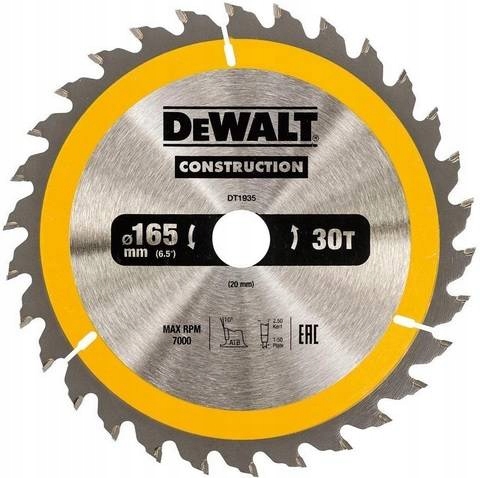 TARCZA PIŁA DO DREWNA 165x20mm 30z DT1935 DeWALT