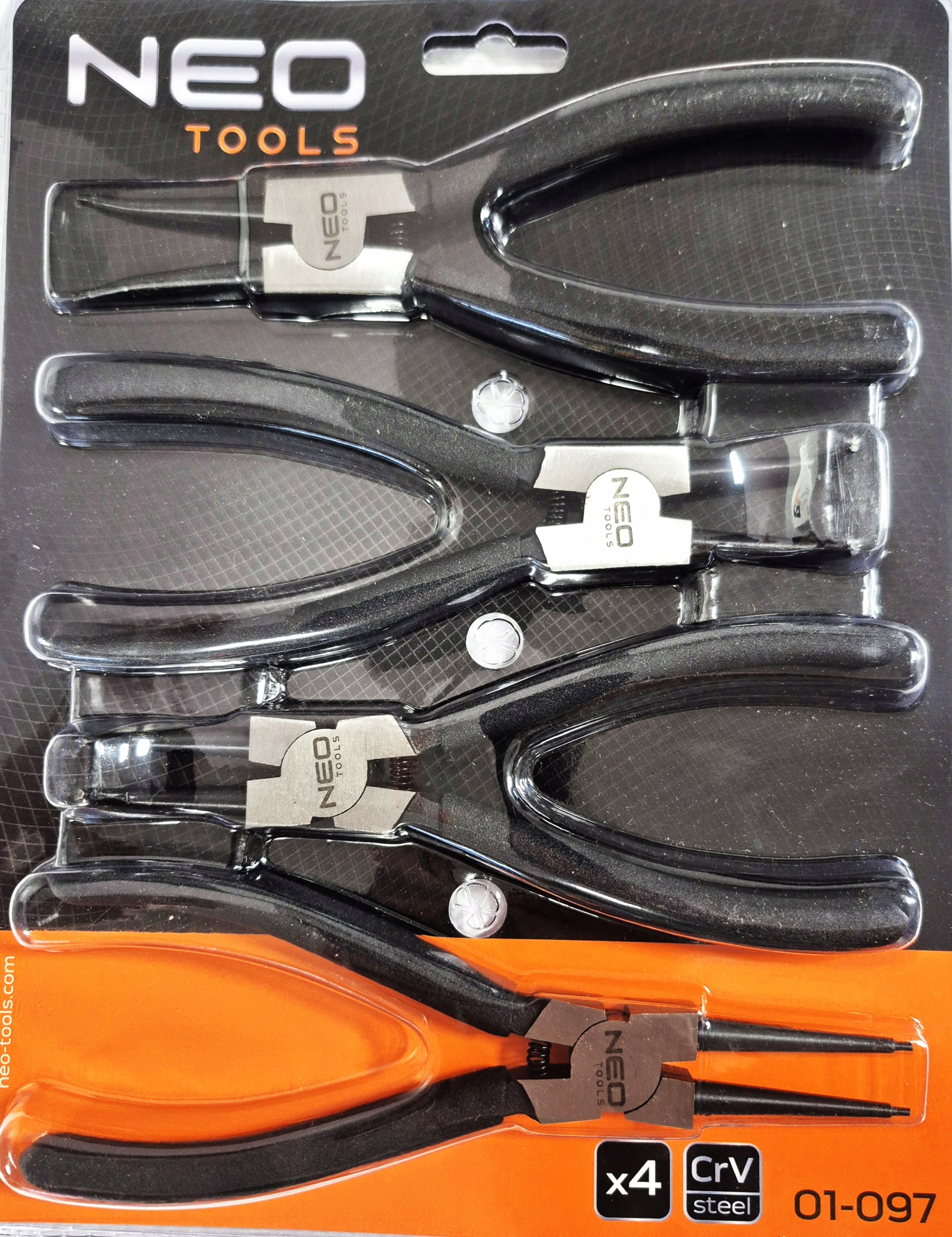Szczypce segera do pierścieni osadczych, zestaw 4 szt. Neo 01-097
