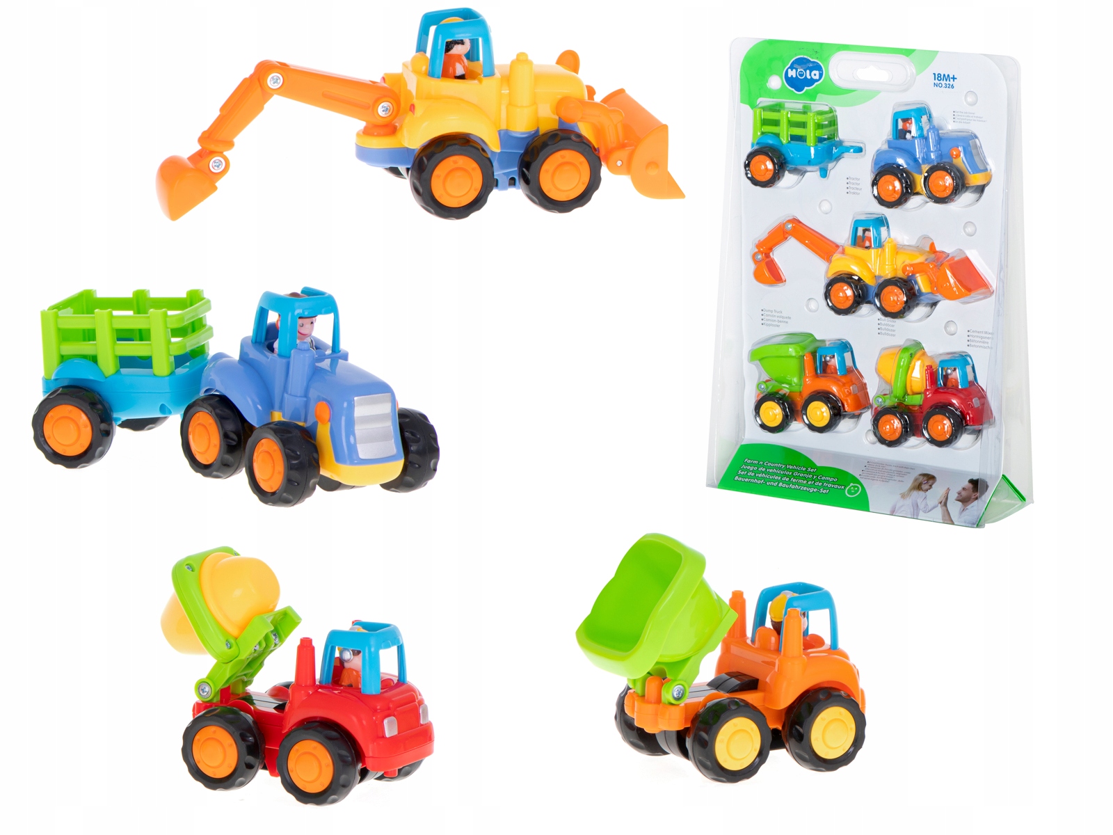 

Pojazdy Traktor Autko Koparka Wywrotka 4SZT Hola