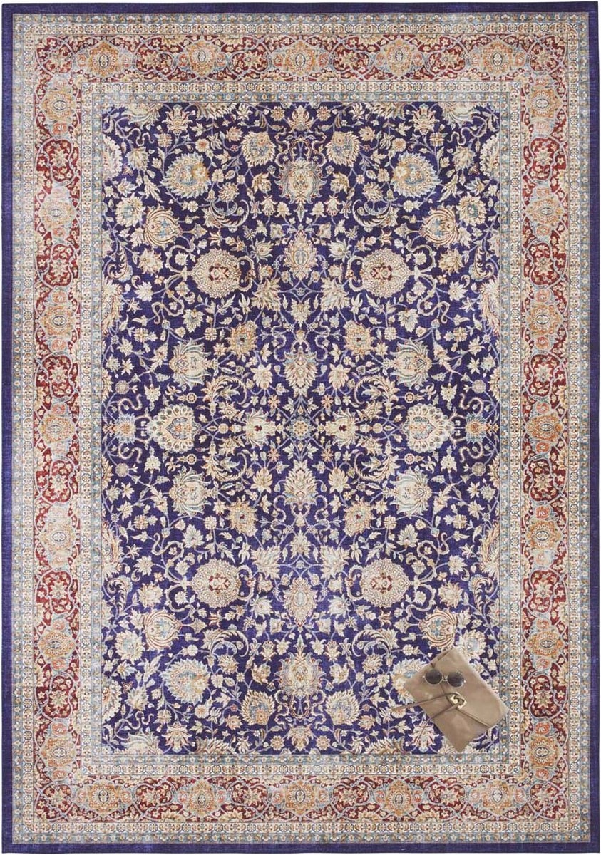 Orientálny koberec do obývačky 120x170 cm, tmavomodrý, plocho tkaný