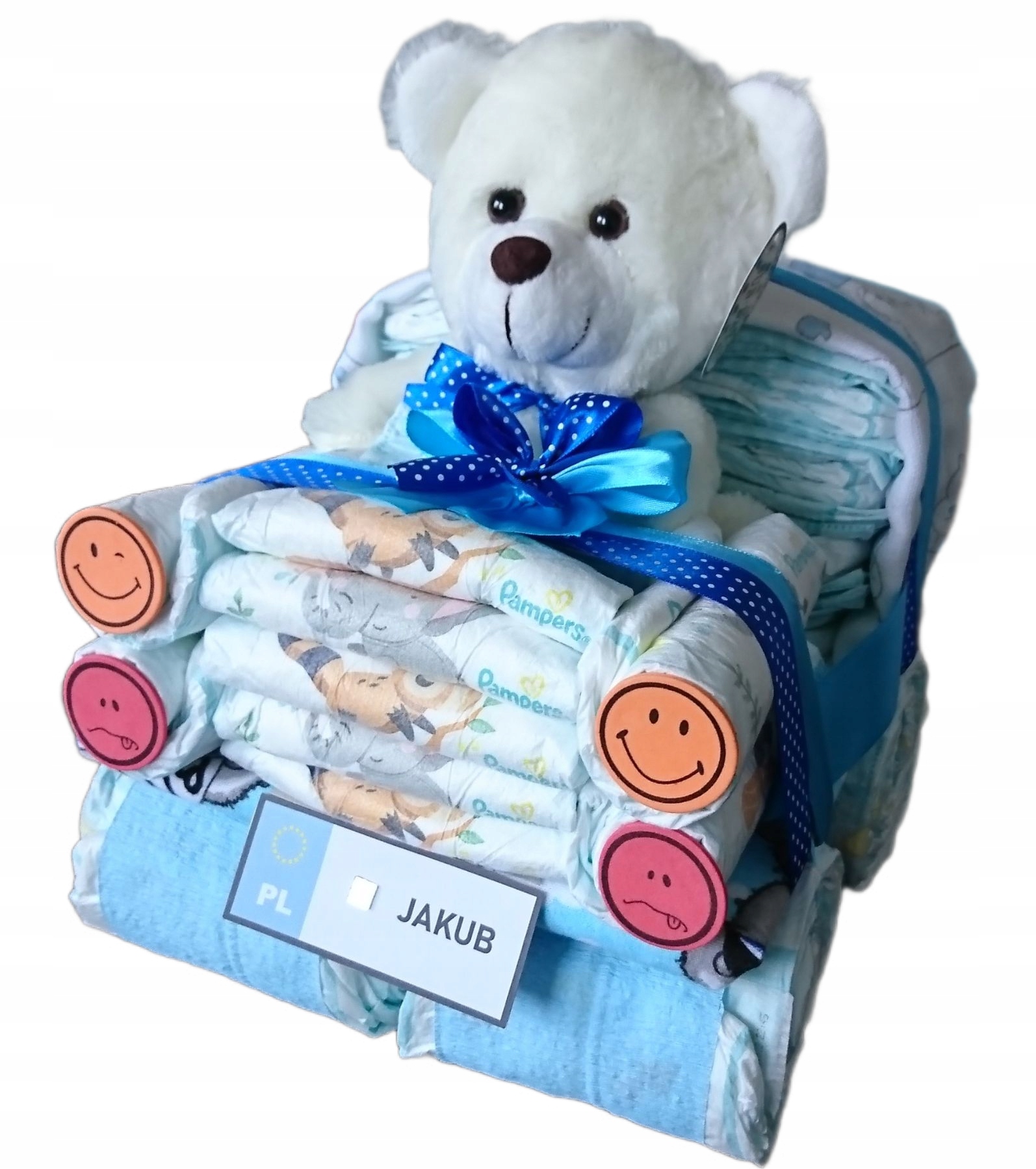 Auto Tort Z Pieluch Pampers 2 Chrzest Baby Shower Narodziny