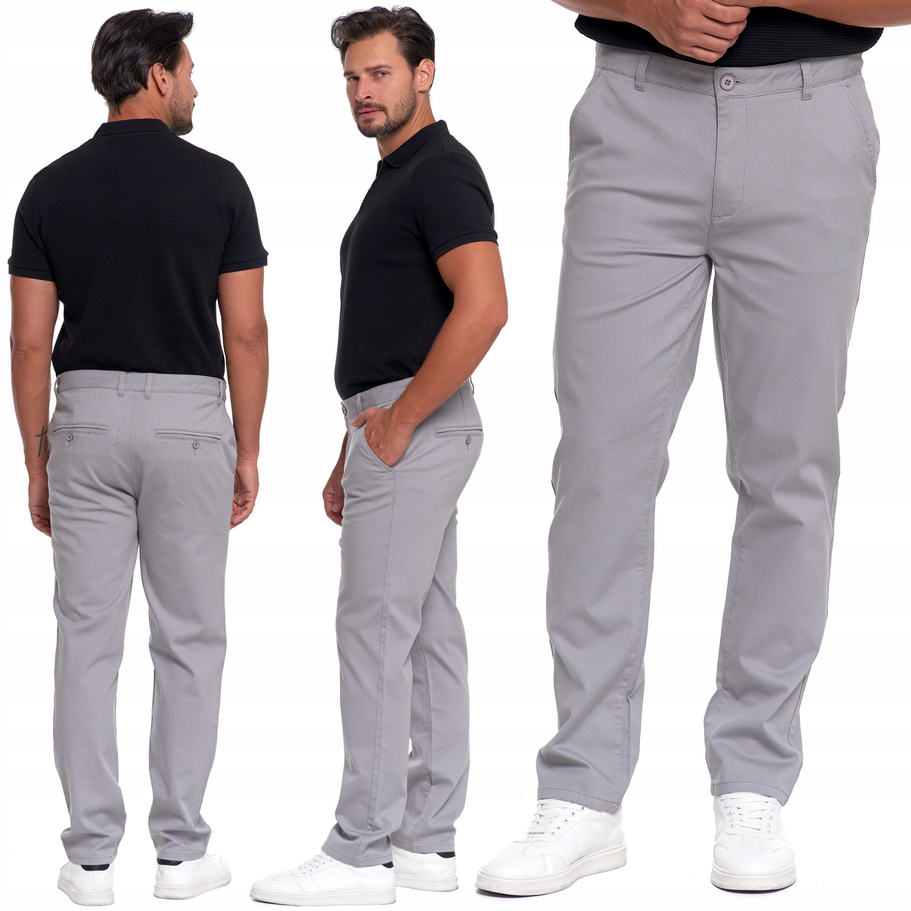 Pánské Chino Kalhoty Elegantní Pro Každodenní Nošení Moraj Bavlněné Šedé VEL.32