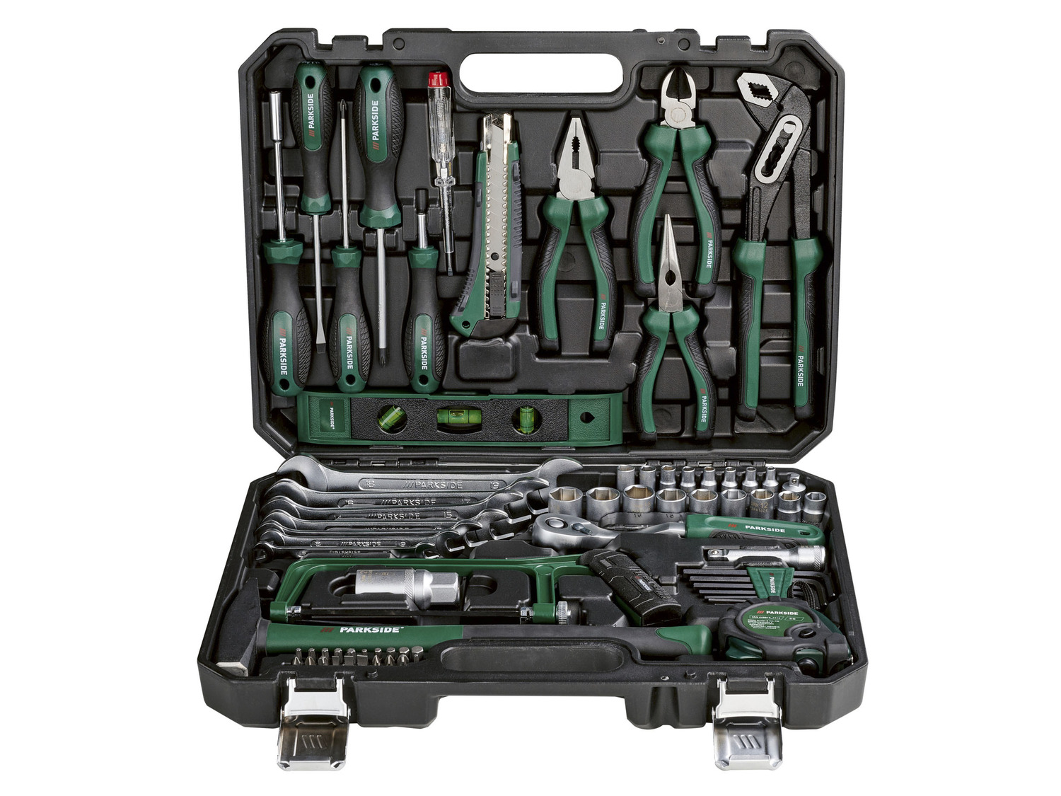 Parkside zestaw narzędzi XXL 95 elementów klucze grzechotka kleszcze