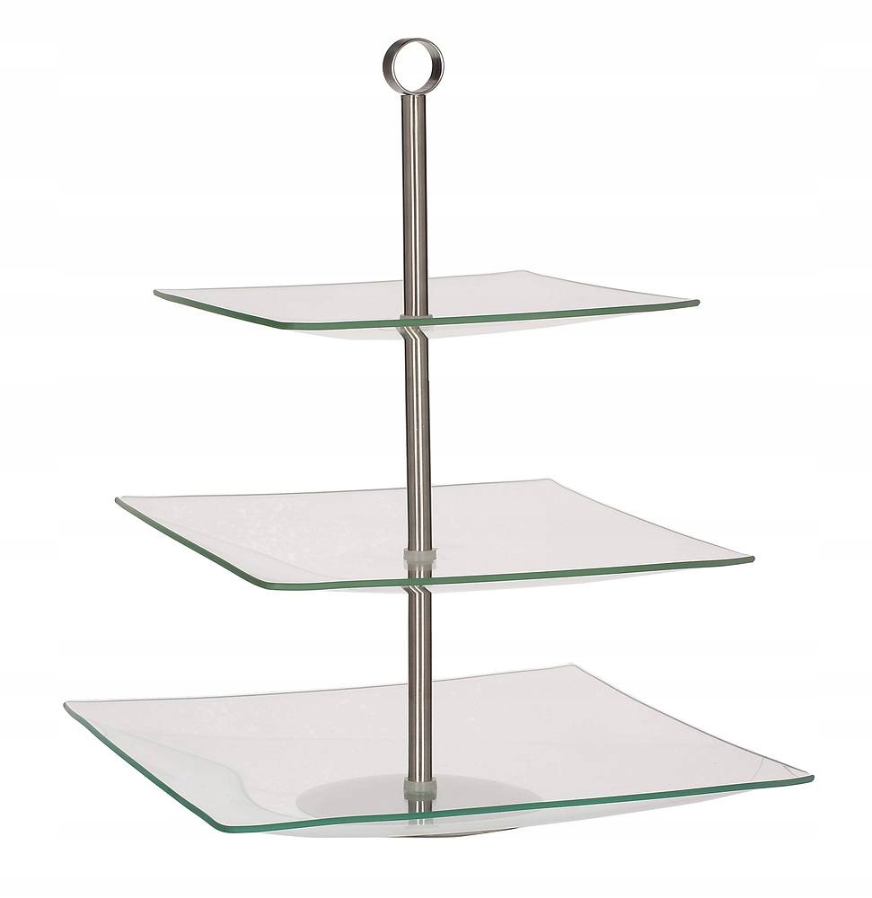 TRZYPOZIOMOWA SZKLANA KWADRATOWA PATERA VERONIKA 21/25/29CM TADAR Marka Tadar