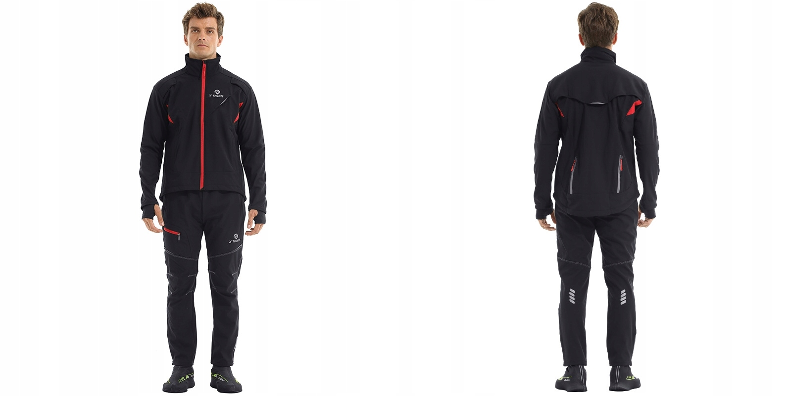 DŁUGIE SPODNIE NA ROWER OCIEPLANE MĘSKIE X-TIGER DUŻE ROZMIARY CIEPŁE 4XL Skład materiałowy 87% poliester 13% elastan