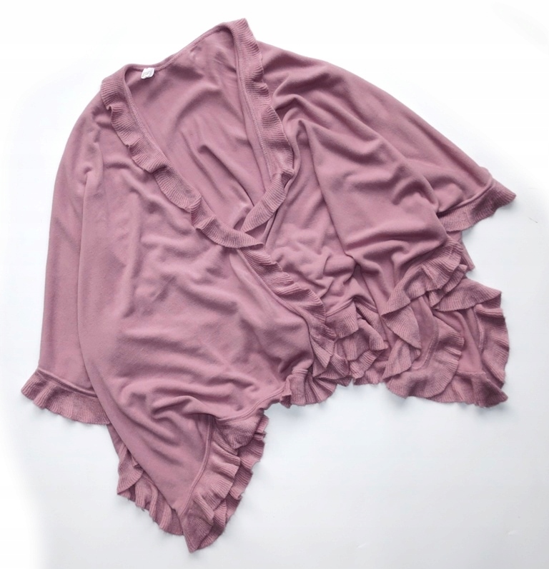 ROMANO PONCHO NARZUTKA FALBANY FALBANKA PUDROWE FIOLETOWE PASELOWE OTULACZ