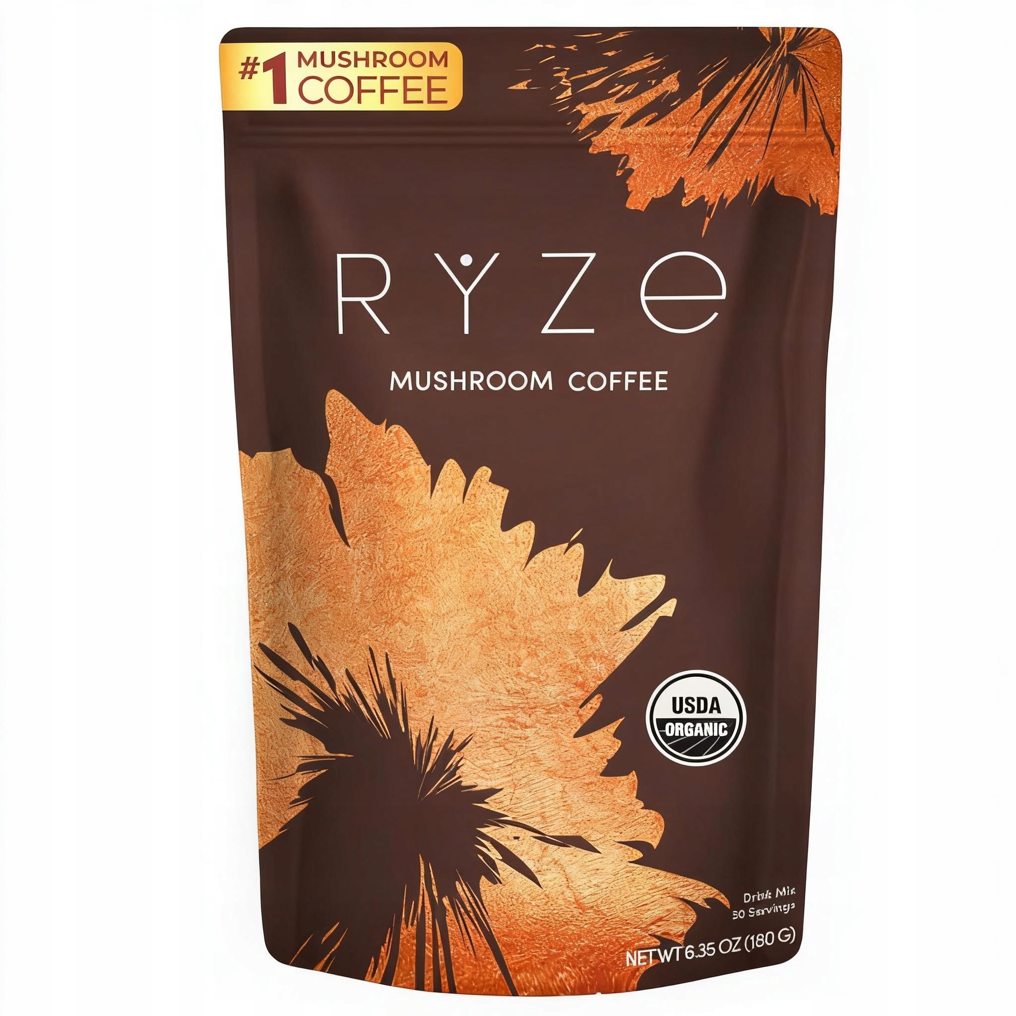 Levně Ryze Houbová Káva Usda Organic s 6 Adaptogenními Houbami, 1 Balení