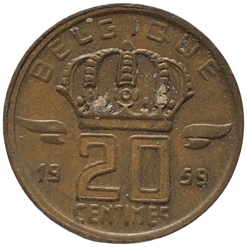 65040. Belgia, 20 centymów, 1959r.