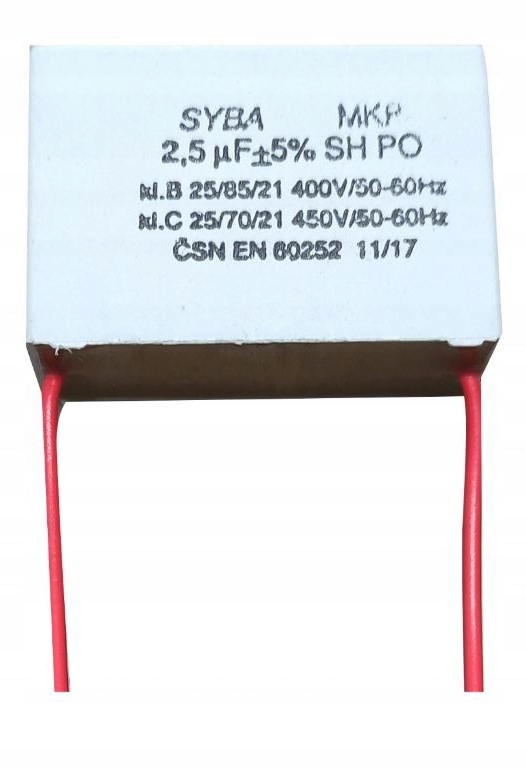 

Kondensator 2,5uF 450V Rozruchowy Syba Mkp
