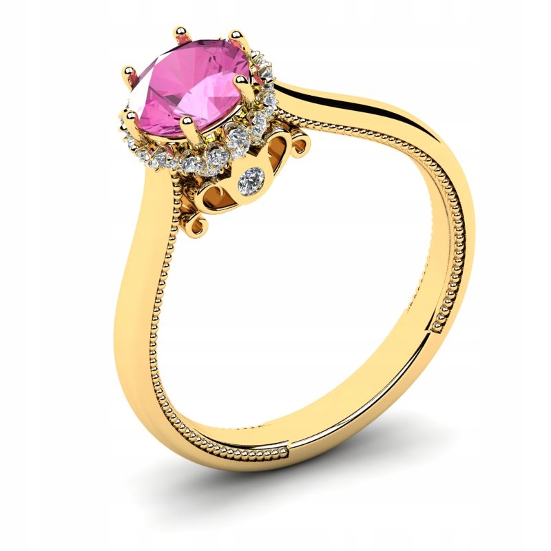 

Pierścionek Złoty Królewski Z Różową Cyrkonią