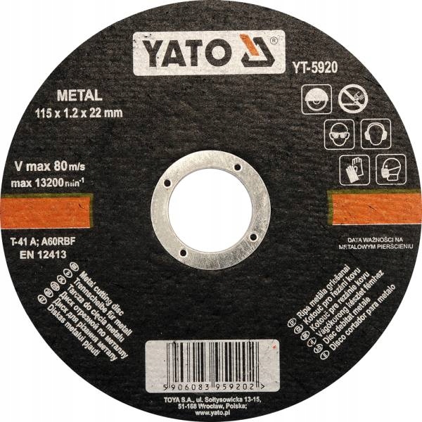 

Tarcza do cięcia metalu YT-5920