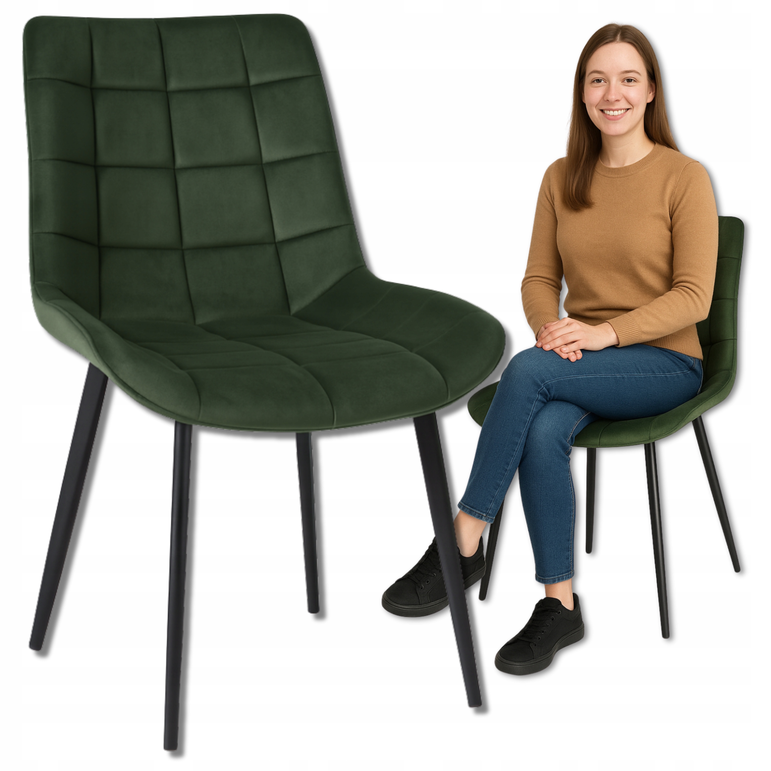 Čalouněná velurová židle s prošívanými kovovými nohami do jídelny obývacího pokoje Loft