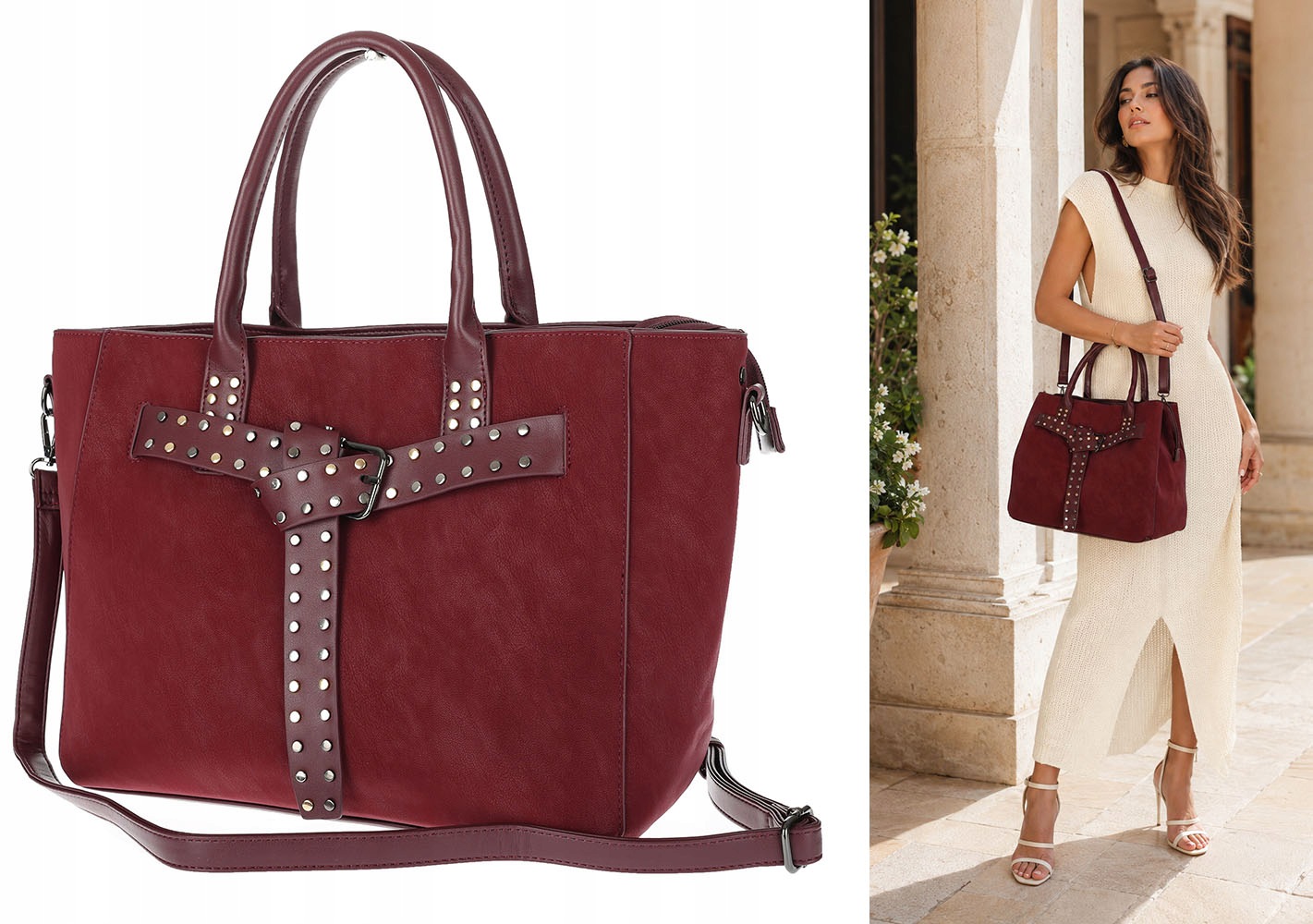 Dámská shopper kabelka kufřík A4 elegantní taška do práce MC812 Bordó
