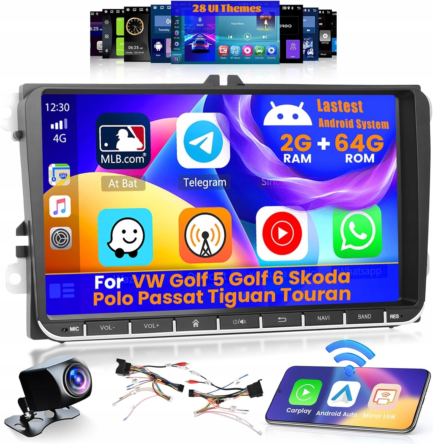 Autorádio Android 13 pro Vw Golf 5/6 Polo Passat 2DIN (2 64 Gb)