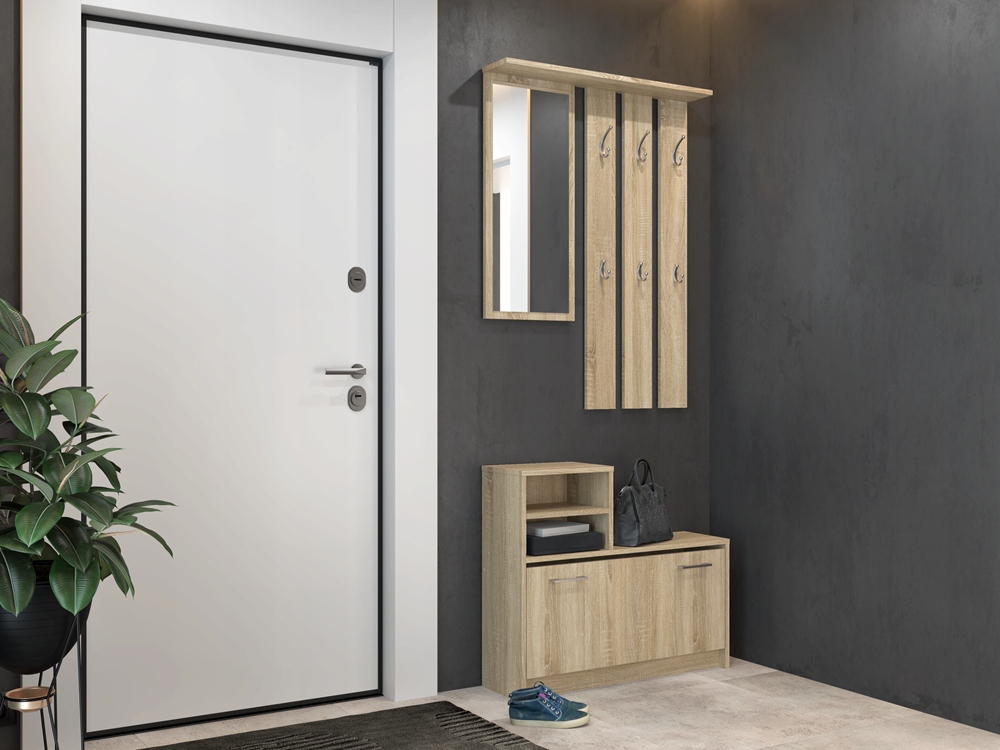 GARDEROBA SZAFA DO PRZEDPOKOJU Z LUSTREM WIESZAK SZAFKA NA BUTY DĄB SONOMA Kolor mebla dąb sonoma