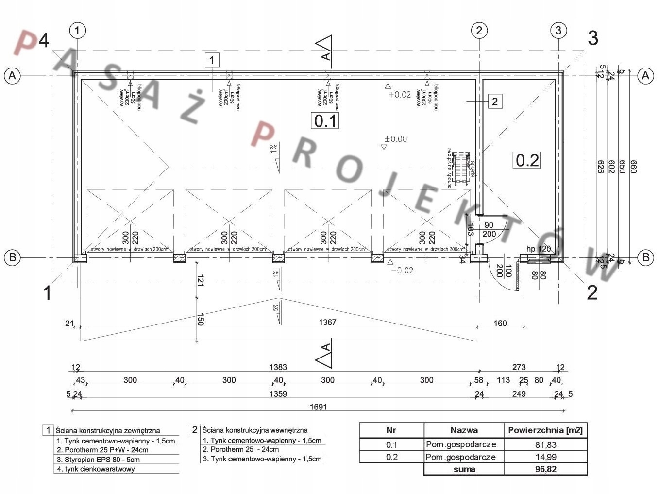 PROJEKT BUDYNKU GOSPODARCZEGO G45 Wysokość wjazdu 2.2 m