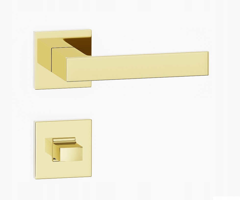 klika na dveře komplet rozety Wc štítek Qubik čtvercová zlatá lesklá