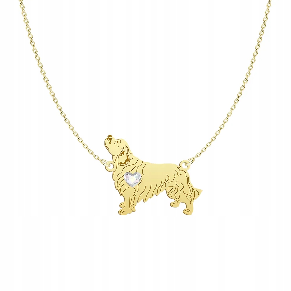 Zlatý náhrdelník se psem Clumber Spaniel 925 Šperky Dárek Gravírování Bonus