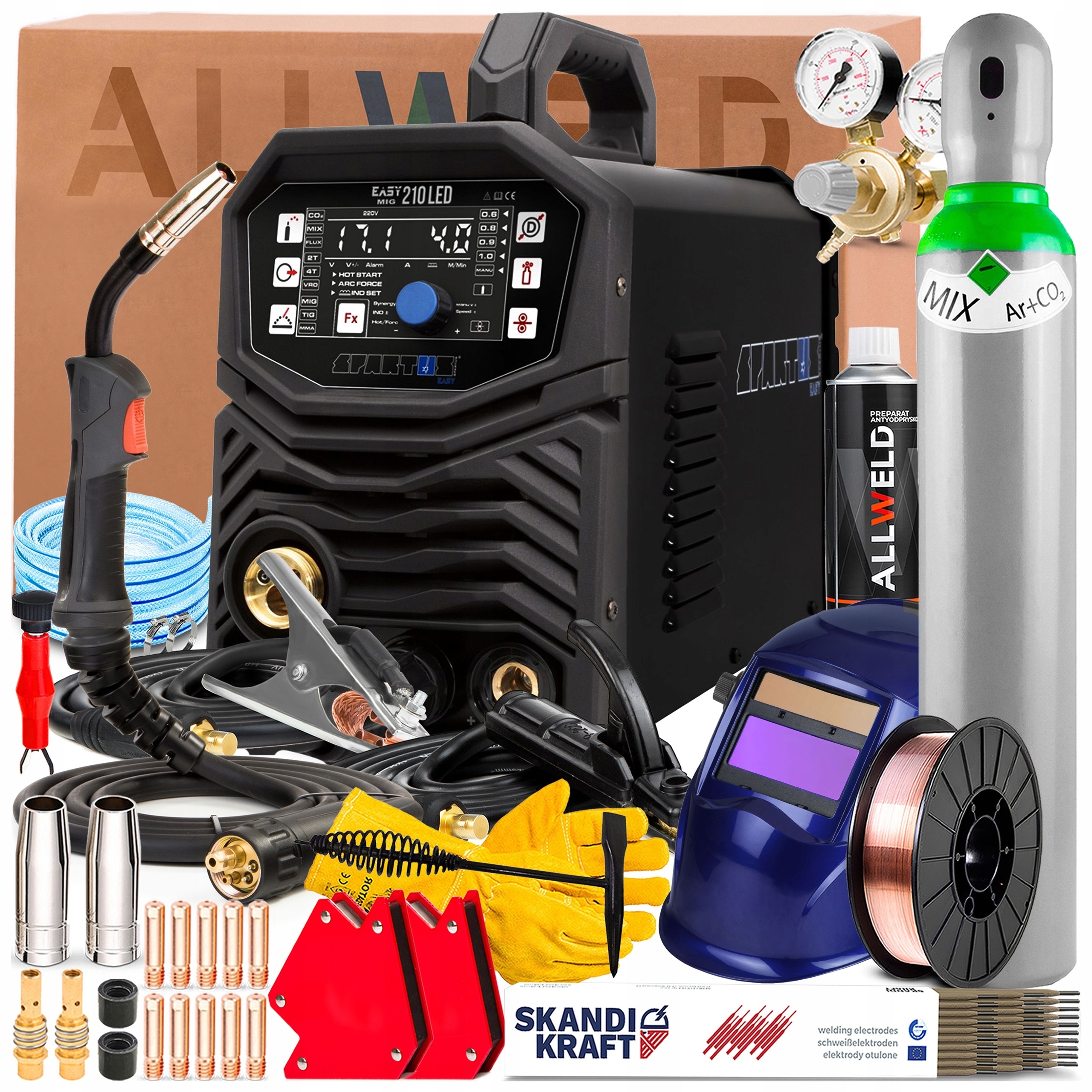 Svářečka Spartus Easy Mig 210 Led 230V 200A Synergie Mma Tig Flux 2T/4T