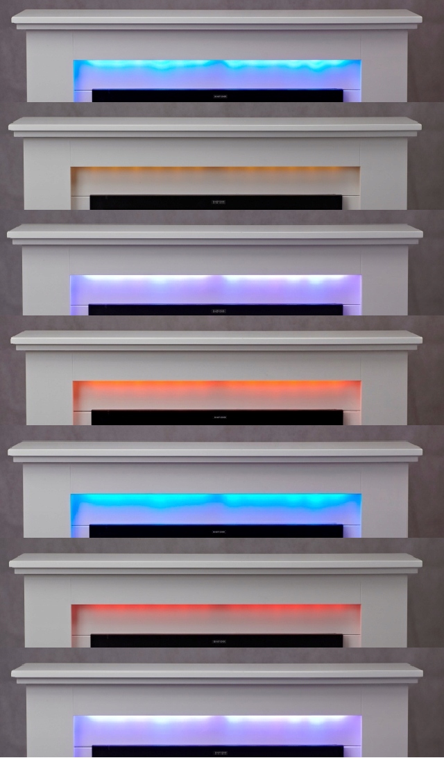 Kominek elektryczny LED z 7 kolorami. MDF. Szerokość produktu 98 cm