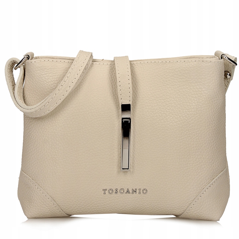 Kožená kabelka Přes Rameno Krémová na zip 17x20 cm Dámská Toscanio G48