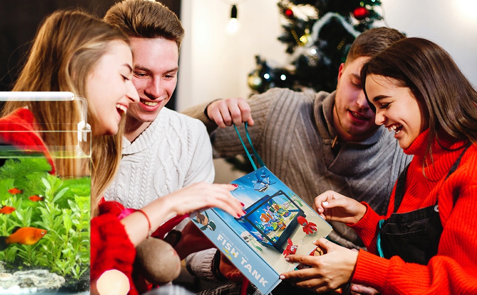 KLOCKI Akwarium ze światłem LED MOV STONE Liczba elementów 622 szt.