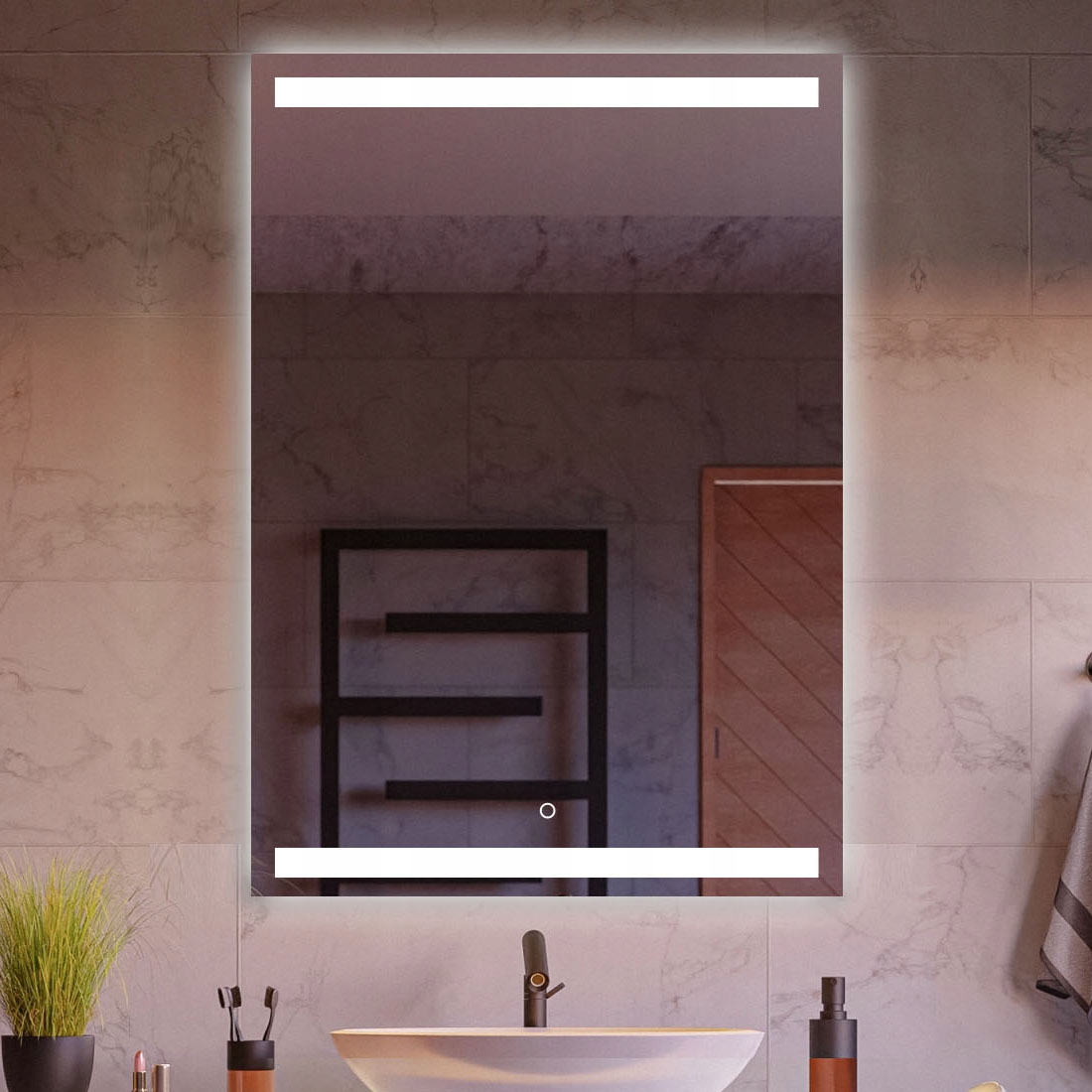 Lustro LED prostokątne do zawieszenia pionowe + włącznik 70x110 cm Marka inna