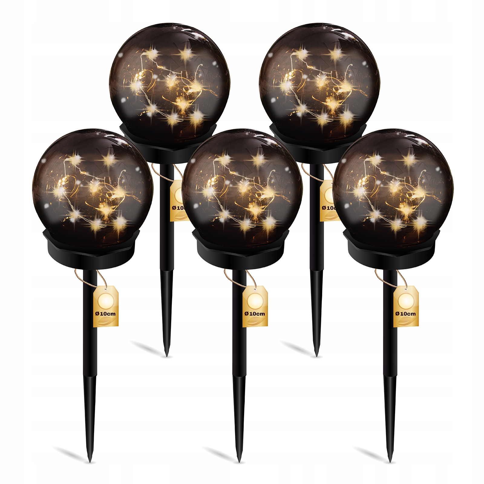 

5x Lampa Ogrodowa Led Solarna Kula Wbijana Ozdobna