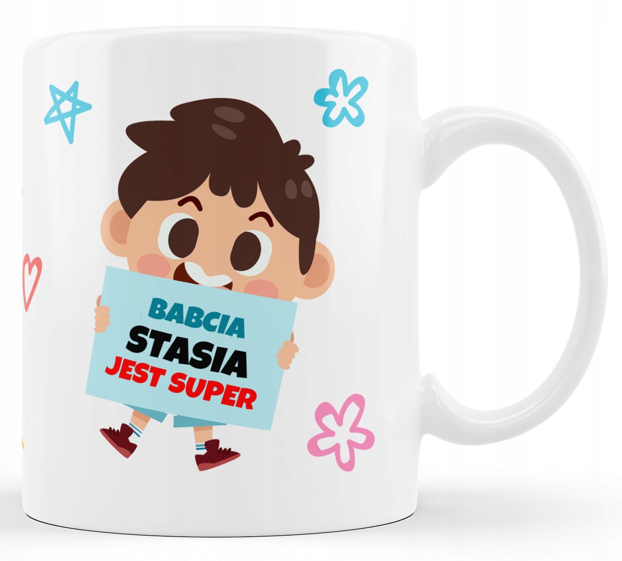 

Kubek dla babci Twoje imię. Babcia jest super!