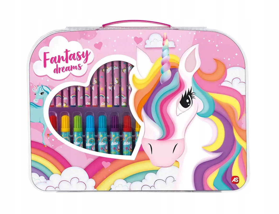 

Zestaw artystyczny z walizką, kredki Jednorożec
