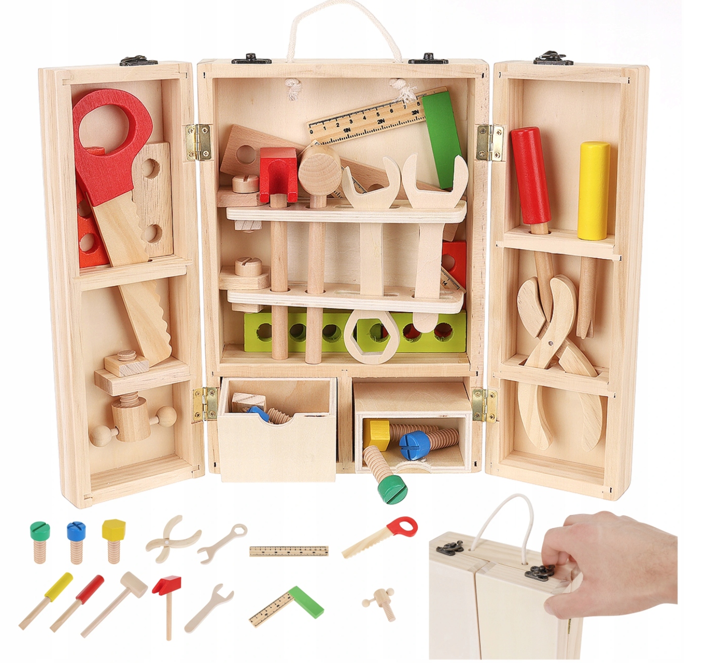 Деревянные инструменты - коробка для детей. Мастерская.