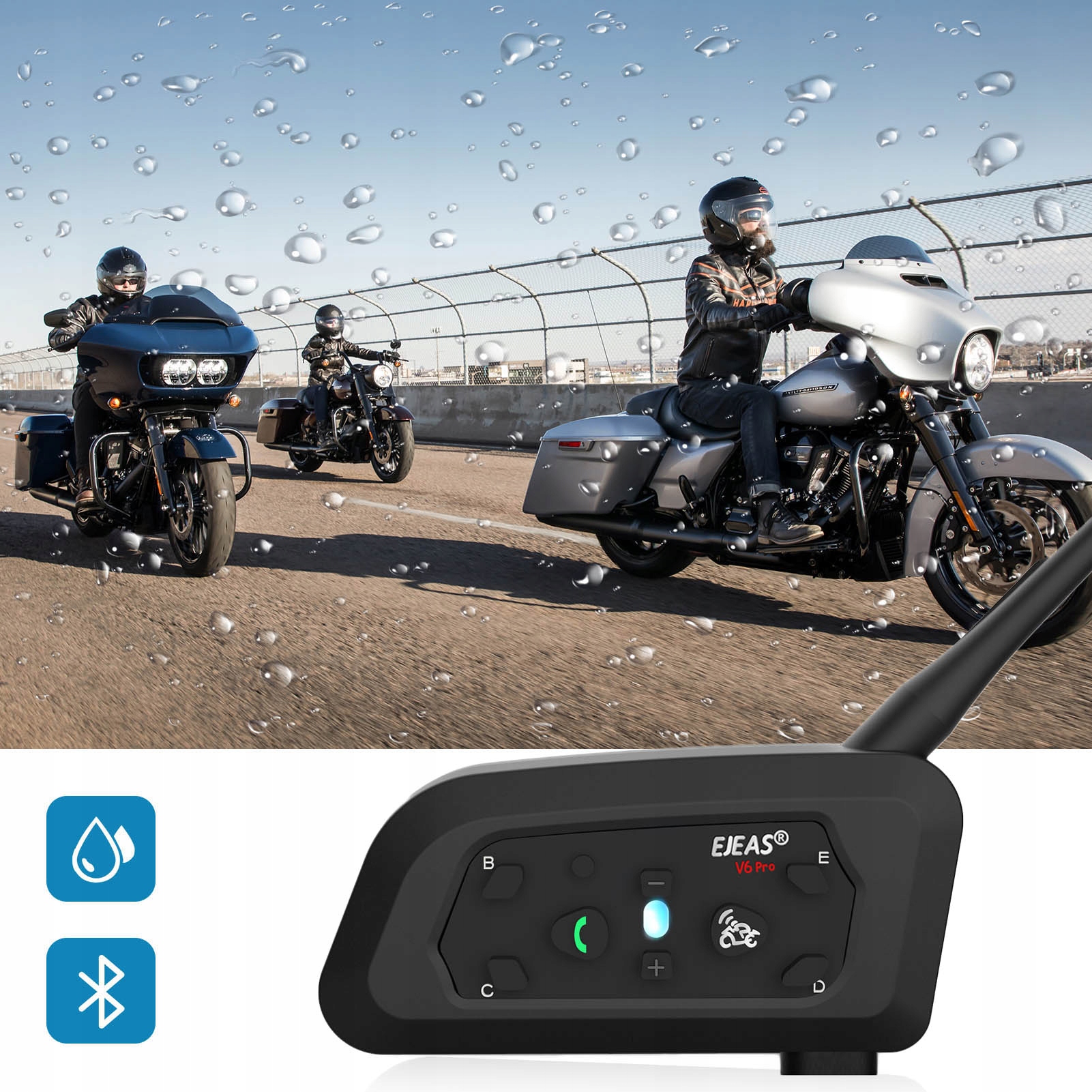 INTERKOM MOTOCYKLOWY EJEAS V6 PRO USB-C 2024 Bluetooth 5.1 na kask Model V6 PRO TYP-C 2024