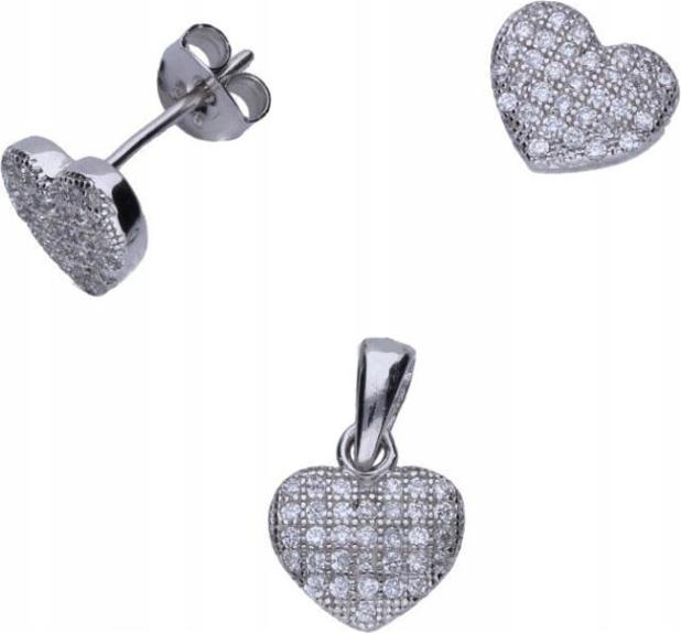 Stříbrný komplet šperků 925 srdíčka zirkony dárek k Valentýnu