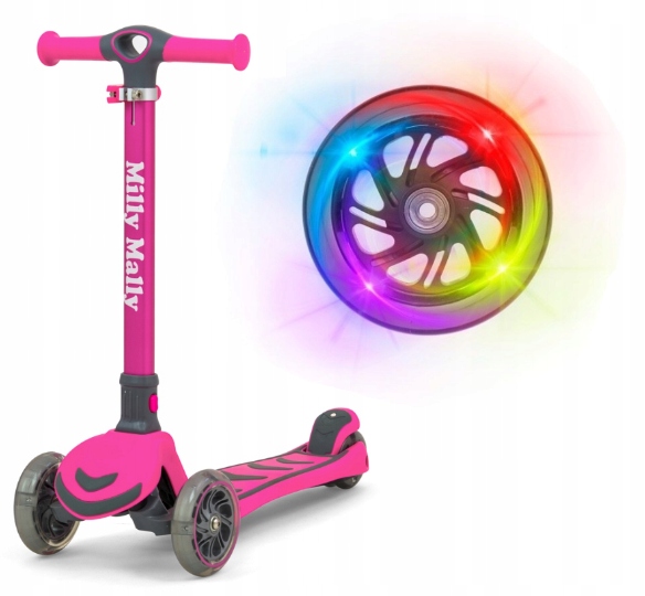 Solidna Hulajnoga dla dzieci trójkołowa Led! Boogie Pink 3+ Różowa Jakość