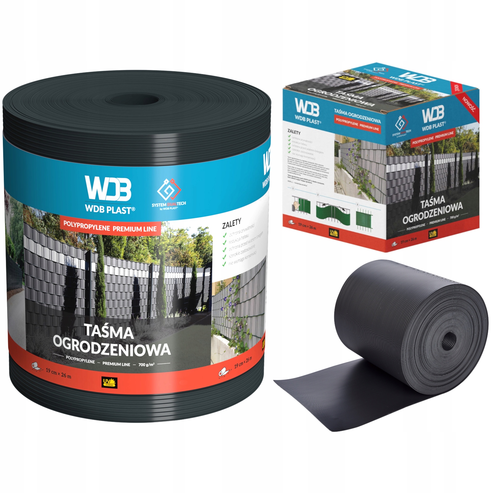 Taśma Ogrodzeniowa Premium Antracytowa 19cmx26m Osłona Ogrodzenie Panelowe
