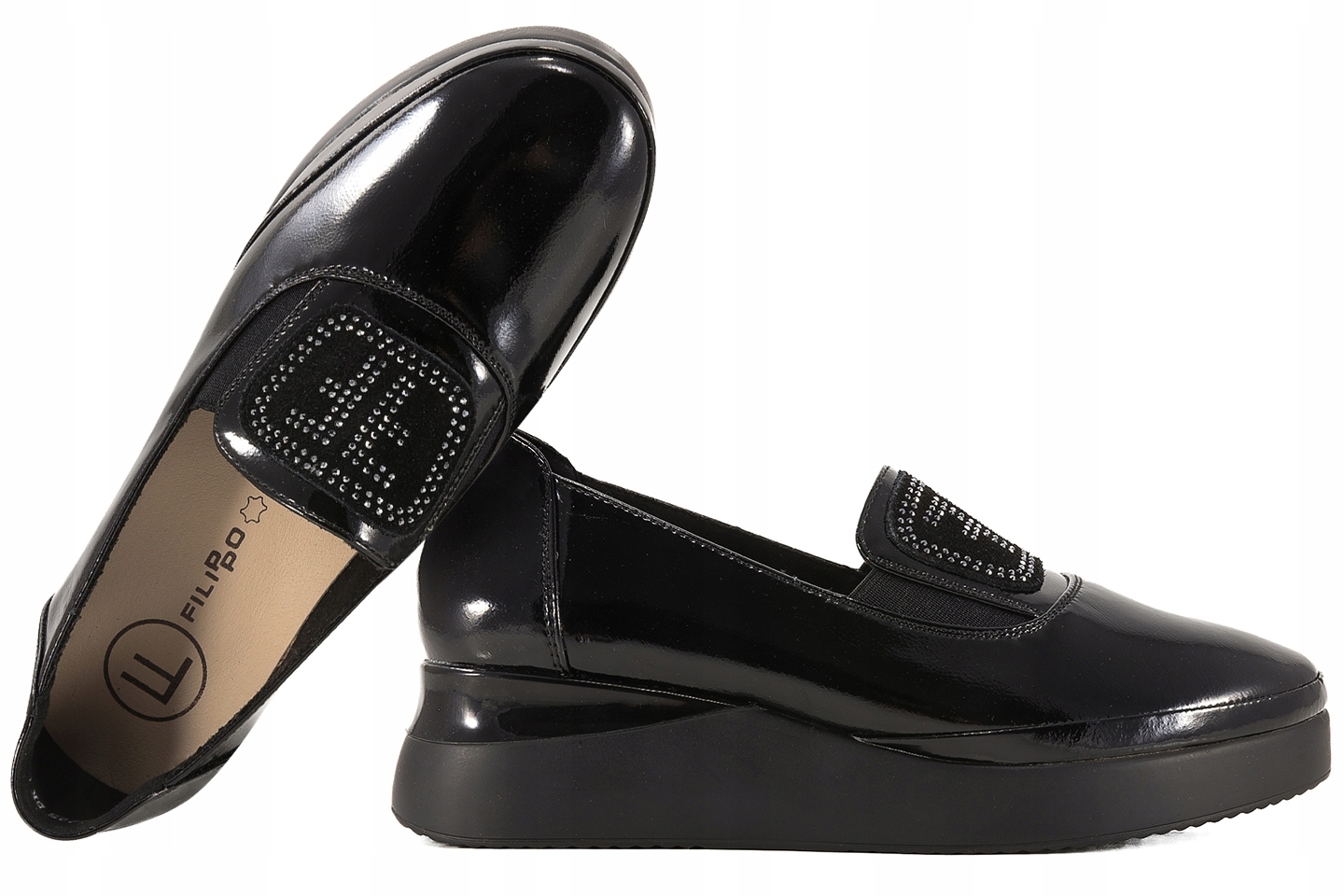 Filippo DP7396 Dámské Polobotky Mokasíny Kožené Laky černé 36 Černá
