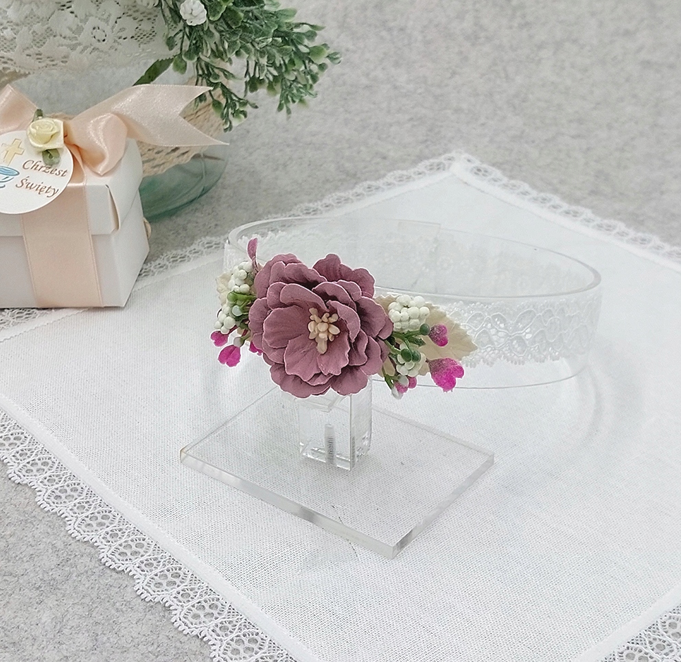 opaska dziecięca do chrztu LILKA Kolor niebieski