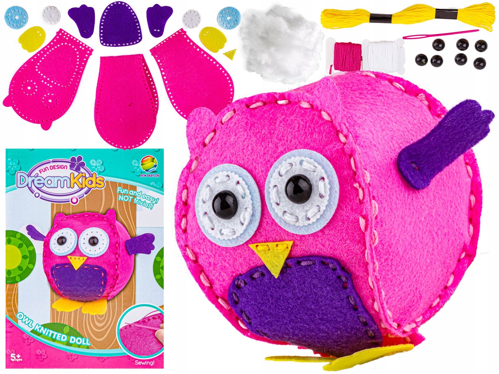 MASKOTKA PLUSZAK DO USZYCIA PODUSZKA PTAK SOWA SÓWKA ZESTAW WYSZYWANKA DIY