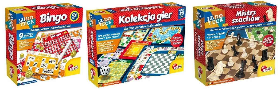 Gry Lisciani Ludoteca Bingo+Zestaw 20 gier+Mistrz