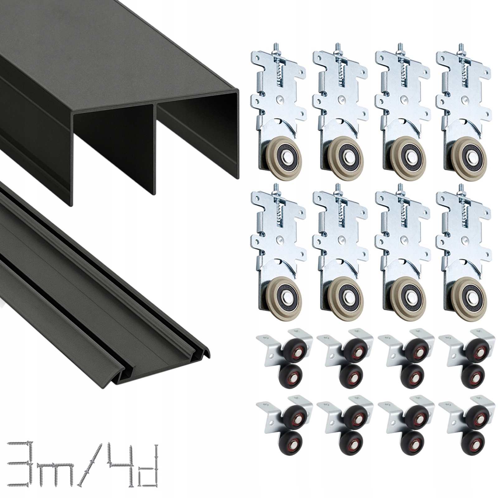 Раздвижная система шкаф 3M / 4 двери черный матовый