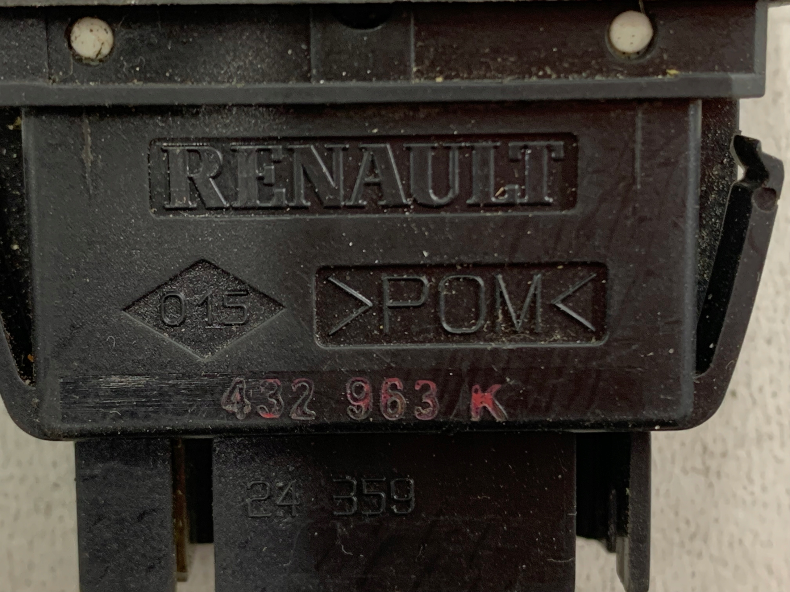 RENAULT SCENIC and window control switch 432963K