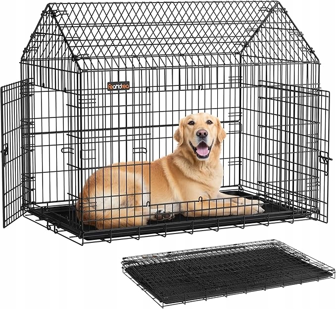 Levně Klec Pro Psa XXL 120x72,5x109 CM Kovová Skládací Černá Přepravka