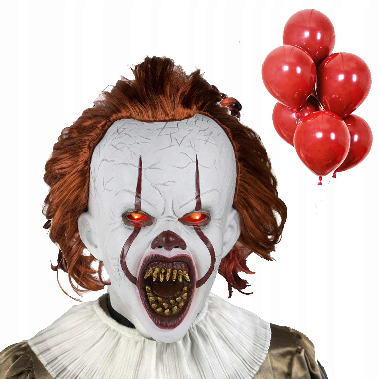 HALLOWEENOWE PRZERAŻAJĄCE MASKI DO KOSTIUMÓW COSPLAY, LED MASKA KLAUNA Kod producenta Pennywise horror maska