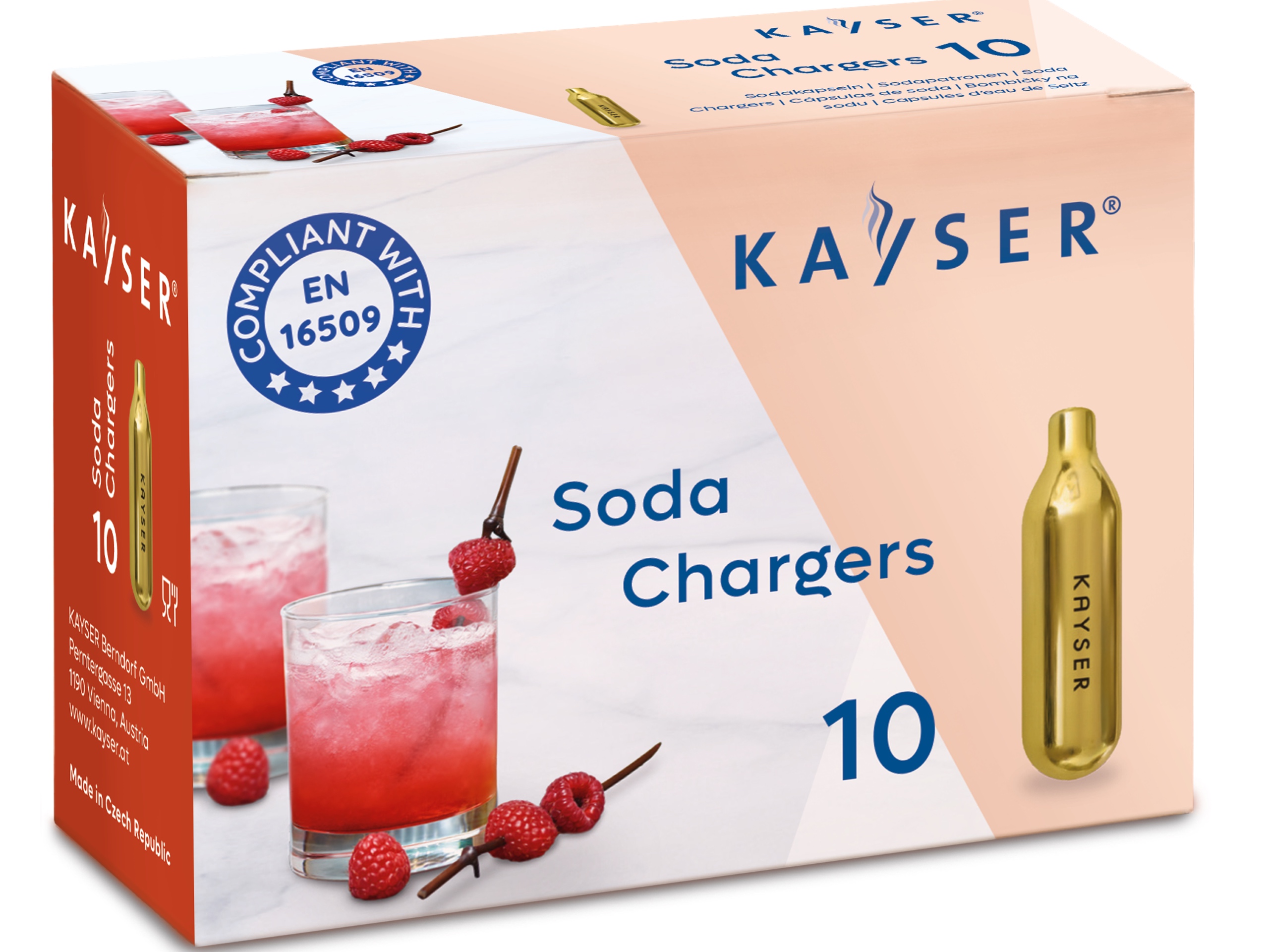 NABOJE DO SATURATORA SYFONU DO WODY SODOWEJ 10szt. CO2 7.5g GAZU - KAYSER