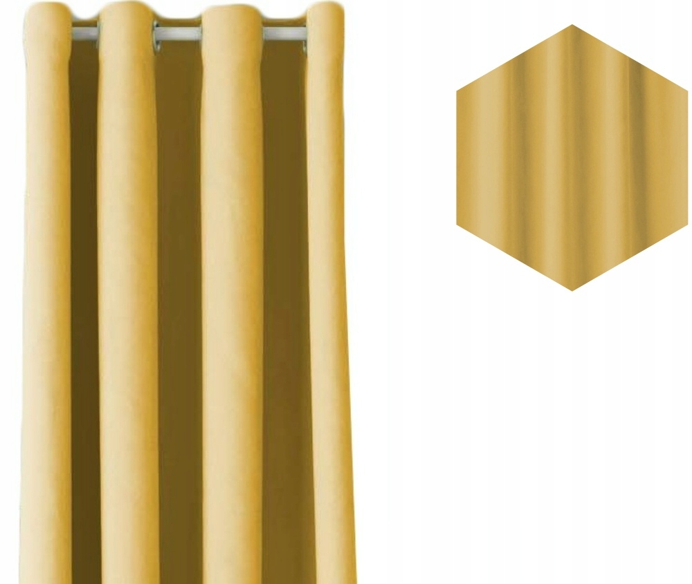 MATOWE ZASŁONY GOTOWE 140x250 GŁADKIE NA PRZELOTKACH KÓŁKA MUSZTARDA