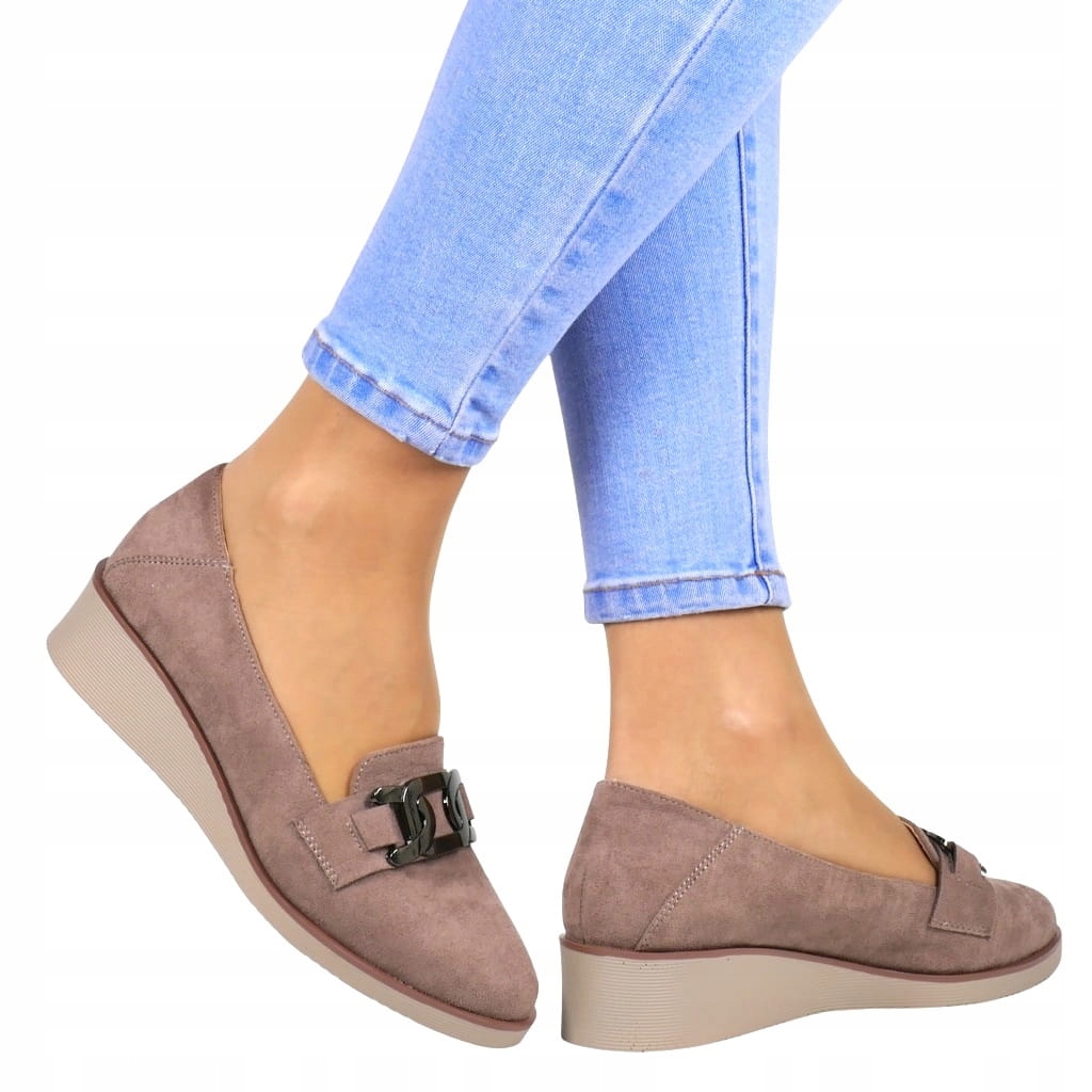 Semišové Polobotky Na Koturnu, Khaki, Béžové, Pohodlné, Lehké Boty